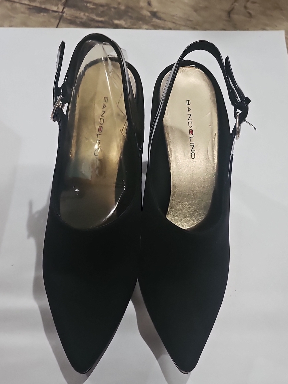 Bandolino Black Pointed Slingback Pumps with Gold Insole